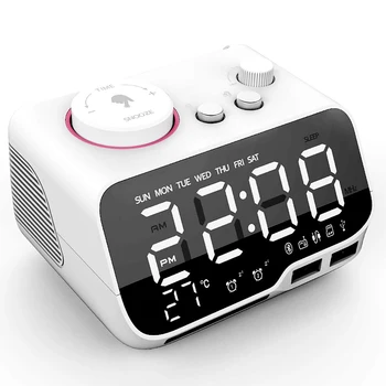 Digitalna Budilka Bluetooth, združljivega Zvočnika FM Radio Temperatura Dremež Svetlost Zatemnitve za Spalnico Sleep Timer Ura