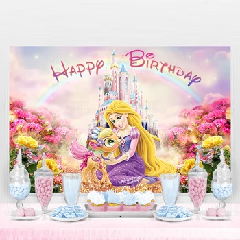 Disney Meri Princesa Zapleten Rapunzel Roza Cvet Ozadju Dekleta Rojstni Dan Dekoracijo Fotografije Po Meri Foto Ozadje