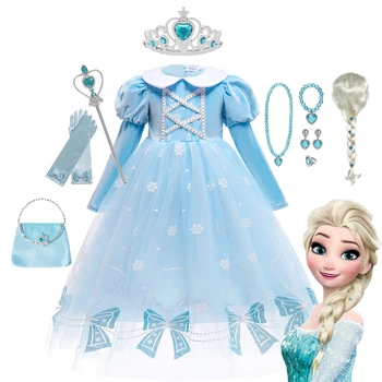 Disney Zamrznjeno 2 Princesa Obleko Dekleta Halloween Party Cosplay Elsa Kostum Snow Queen Očesa Obleke Rojstni Dan Karneval Otroci Oblačila