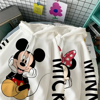 Disney ženska Majica Hoodie Prevelik pulover s kapuco Mickey Minnie Mouse Jakno Pismo Tiskanja Harajuku Oblači Grunge Punk Suknjič Vrh
