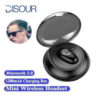 DISOUR Enem Ušesu, Bluetooth 5.0 Mini V Uho Glasbo Brezžično Čepkov Šport Nevidno, Slušalka, Slušalke Stereo Slušalke
