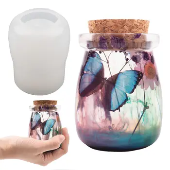 DIY Kristalno Smolo Silikonsko Plesni Jar Steklenice za Shranjevanje Pot Bonboni Žele Kozarec Z Plute Domači Kuhinji Ogledalo Silikonski Kalup za Izdelavo