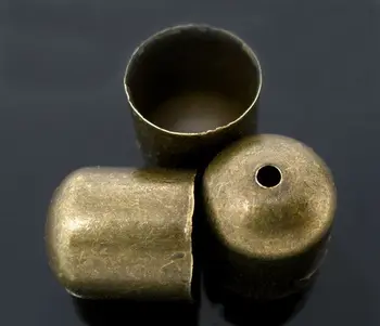 DoreenBeads 100 kozarcev Bronaste Topi Ogrlica Koncu Nasvet Noge Kape 10x11mm(Fit 9mm)