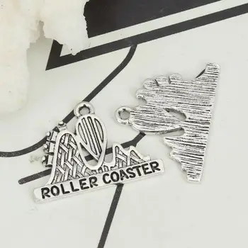 DoreenBeads Moda za Ženske, Trendovski Nakit Cinkove Zlitine, ki Temelji Čare Roller Coaster Srebrne Barve 24 mm x 18 mm, 10 Kos