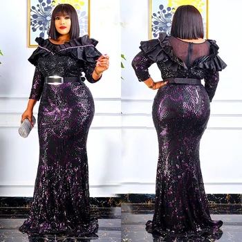 Elegantno Afriške Obleke Za Ženske 2022 Novo Plus Velikost Bleščica Večerno Obleko Maxi Stranki Poroka Oblek Dashiki Afriki Oblačila
