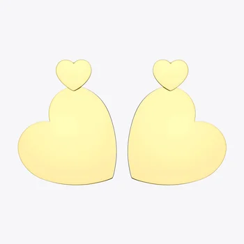 ENFASHION Dvojno Srce Spusti Uhani Za Ženske Zlata Barva Geometrijske Izjavo Big Visijo Earings Modni Nakit Oorbellen E1031