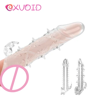 EXVOID Penis Rokav Zamudo Izliv Silikonski Sex Igrače Za Pare Kristalno Podaljšek Penisa Enlarger Kurac Enlarger Obroč Sex Shop