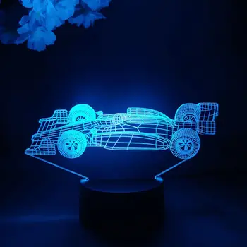 FIA Formula 1 Svetovnega Prvenstva Oblike 3D Iluzije Avto Nočna Kul Darilo Otroci Spalnica Postelji Deco Lava Svetilka LED Senzor Svetlobe