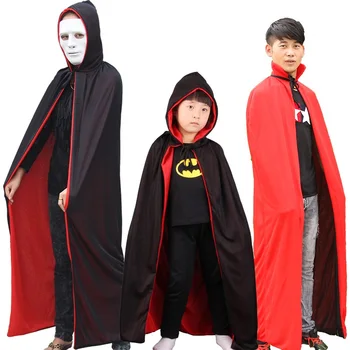 Halloween Kostumi za Ženske, Moške Odrasle, Otroci, Otroci, Fantje, Dekleta, Rdeča, Črna Vampir Čarovnica Dolgo Srednjeveško Pelerine Hooded Cape