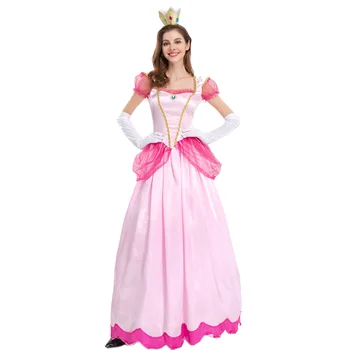 Halloween Seksi Ženske, Super Igre Pink Princess Peach Pustni Kostum Stranka Princesa Aurora Fantasia Cosplay Obleko