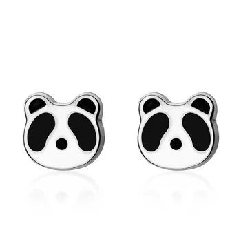 Harong Silver Plated Panda Mini Stud Uhan Teen Dekleta Trendy Živali Nakit Izjavo Srčkan Kakovosti Bakreni Uhani Za Ženske Darilo