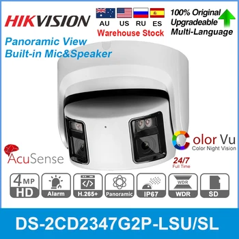 Hikvision 4MP Kupolo DS-2CD2347G2P-GVŽ/SL AcuSense ColorVu Panoramski Stroboskopske Luči Zvočni Alarm POE IP CCTV Kamere za Nadzor ... 