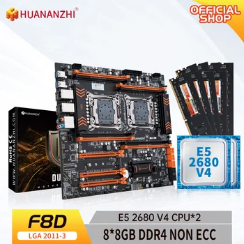 HUANANZHI F8D LGA 2011-3 matična plošča Intel Dual z Intel XEON E5 2680 V4*2 z 8*8GB DDR4 NON-ECC memory combo kit NVME USB