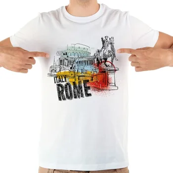 Italija Romov Milano Napoli Napoli Benetke pisa akvarel točke smešno majica s kratkimi rokavi moški poletje nova bela casual men kul tshirt