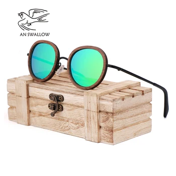 JE LASTOVKA 2018 nove retro lesene sončna očala za moške črni oreh lesene dame sončna očala blagovne znamke design polarizirana sončna očala UV400
