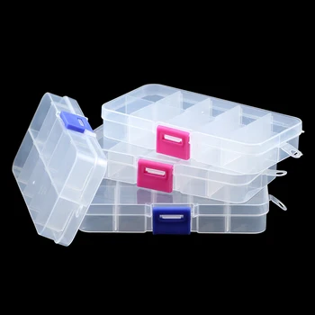 JHNBY Nastavljiv 10 Reže Pregleden Prostor za Plastične Nakit Škatle za Shranjevanje Primeru Posoda za Kroglice Uhani, Prstani, Darilne Škatle