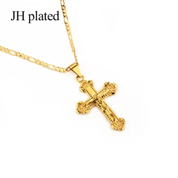 JHplated 2019 Nov Modni Zlata Barva, Cross Obesek Ogrlice Verige Za Ženske/Moške Križ Krščanstva Jezus iz Nazareta