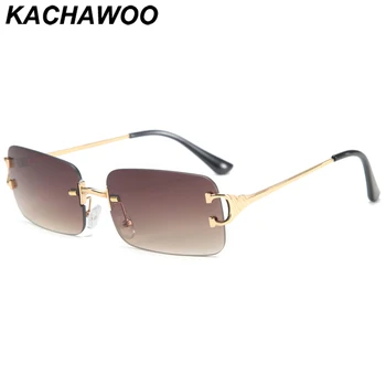 Kachawoo pravokotni sončna očala ženske rimless modna sončna očala za moške, kovinsko modra, rjava, roza gradient objektiv Pomlad dodatki