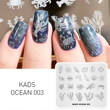 KADS Ocean 003 Slog Nohtov Žig Oblikovanje Različnih Ljubek Morska Riba Predlogo Sliko Za DIY Nail Art Tiskarske Plošče