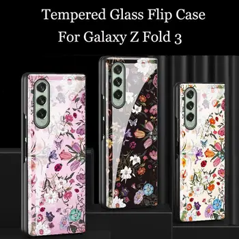 Kaljeno Steklo Slikana Flip Primeru Za Samsung Galaxy Ž Krat 3 2 Trdi Zaščitni Pokrovček za Galaxy Ž Fold3 Fold2 5G Krat Primeru Telefon