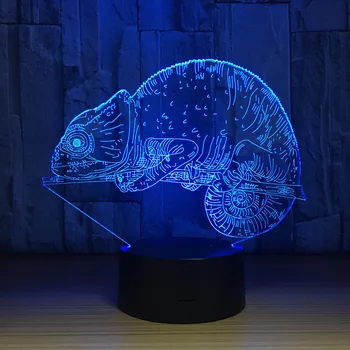 Kameleon 3D Lučka Kuščar namizne Svetilke 7 Barv LED Remote Touch 3D Nočna USB Lampara Otroška Spalna Lučka Notranji Dekor