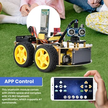Keyestudio 4WD Multi BT Robot Komplet Nadgrajeno V2.0 W/LED Zaslon za Arduino Robot Steblo EDU /Programiranje Robota Avto/DIY Kit