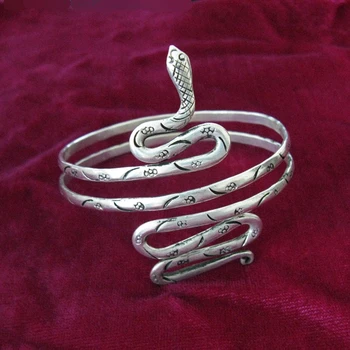 Kitajski 100/% ročno Miao nakit strani Miao srebrno zapestnico roko obročno ploščo kača zapestnica