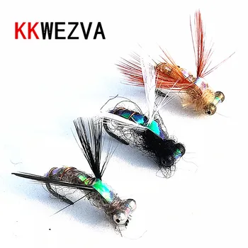 KKWEZVA 15Pcs Postrvi Nimfa Fly Fishing Lure Mokre Muhe Nimfe Kavljem Naravne Barve Ice Ribolov Vab Umetno Insektov Vab