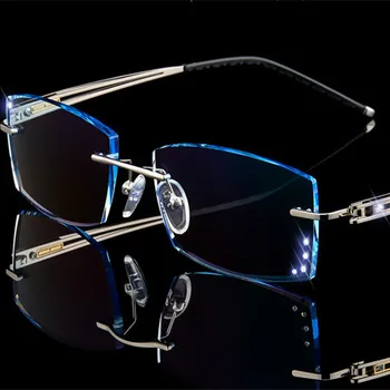 Klasičen moški kratkovidnost progresivna očala rimless diamantno rezanje končal kratkovidnost Očala ultra-lahkih Kratkovidnost Gradient Barva modra