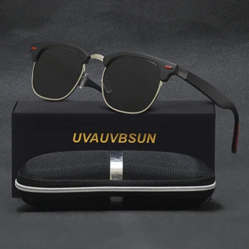 Klasičen Retro Zakovice Polarizirana sončna Očala Moški Ženske TR90 Noge Lažja Oblika Ženski Moški Modni Sonce Očala, 100% UV Zaščita