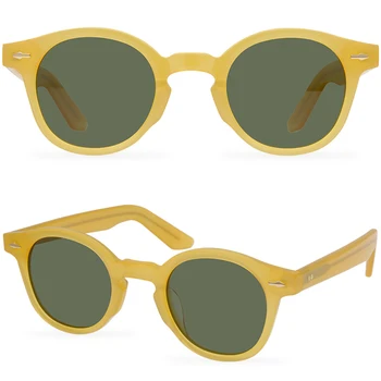 Klasična Okrogla Retro Očala Visoke Kakovosti Acetatnih Vlaken TAC Polarizirana sončna Očala