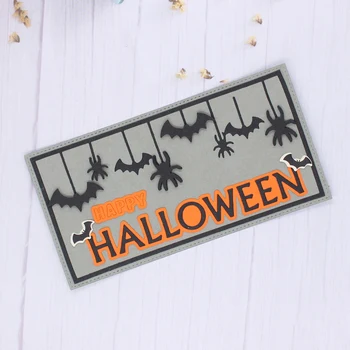 KLJUYP Happy Halloween Mini Slimline Okvir Kovinski Rezanje Umre Album Papir Obrti Dekoracijo umre scrapbooking