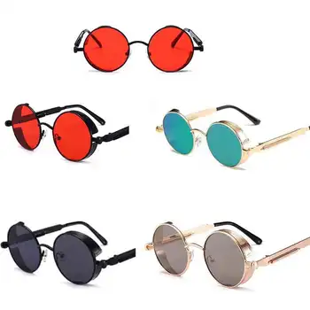 Kovinski Steampunk sončna Očala Moški Ženske Modni Okrogle Očala blagovne Znamke Oblikovanja Vintage sončna Očala Visoke Kakovosti Oculos de sol