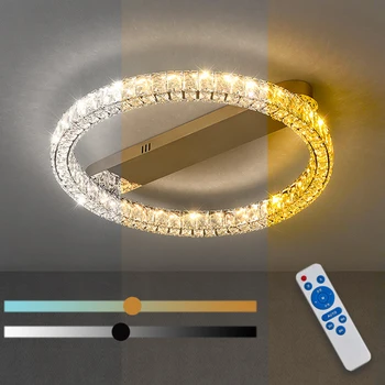 Kristalno Stropne Svetilke Obroči Zatemniti Oddaljen Nadzor LED Stropna Luč Notranje Razsvetljave Držalo za Jedilnico / Posteljo / Dnevna Soba
