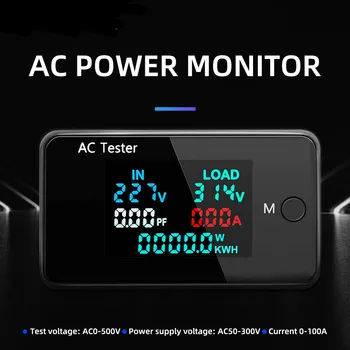 KWS-AC305 Dvojno Napetosti Voltmeter 6 v 1 AC Wattmeter 50-300V 0-100A Digitalni Ampermeter Električni Merilnik Moči Detektor