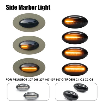 LED Dinamični Vključite Signal Zaporedno Lučka Utripa Strani Marker luči Za Peugeot 307 206 407 107 607 1007 Citroen C1 C2 C3 in C5, C6