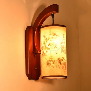 Led kitajski slog steno dnevne sobe lučka z eno glavo masivnega lesa starinski postelji osvetlitev stopnišč svetilke