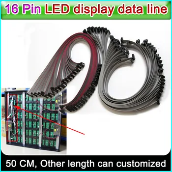 LED prikaz podatkov linijo,16 Pin Prilagodljiv Ravno Kabel 50 cm dolžina, P3 P5 P6 P10 En&dvojni barve vse barve Signal priklop linije