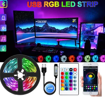 LED Trak Svetlobe, USB, Bluetooth RGB 5V RGB Luči Prilagodljive LED Žarnico, Trak Trak RGB TV Zaslon Namizja Osvetlitev Diode Trakom.