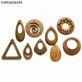 Leseni uhani DIY nakit dodatki, ročno izdelan obesek materialov geometrijske retro preprosta modna paket 4 PURPLEGRAPE