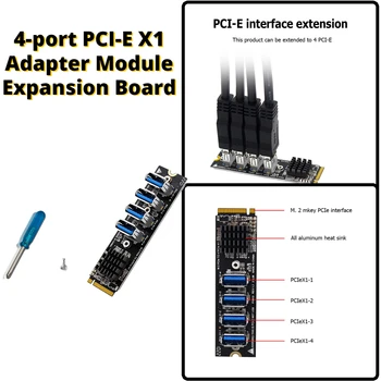 M. 2 M KLJUČ PCI-E Riser Card za Rudarstvo 4-port PCI-E X1 Adapter Modul 1 do 4 Širitev Odbor za Windows XP 7 8 10 Vista
