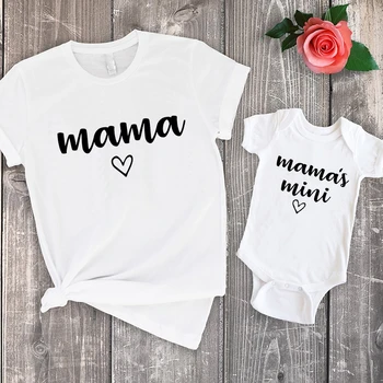 Mama in Mama je Mini Družinski T Shirt Ujemanje Oblačila Bombaž Mamica in Mi Oblačila Modni Tisk Mati Hči Obleke