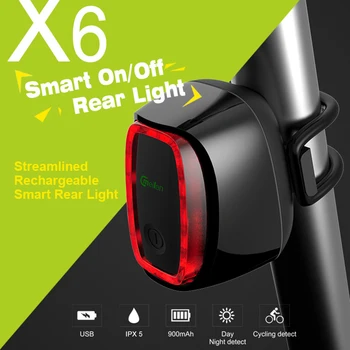 Meilan X6 brezvrvični Lasersko Svetlobo Smart Rep Lučka USB Polnilne Kolesarjenje Varnost Opozorilo Kolo Led Luč Kolesarske Opreme