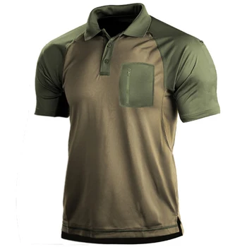 Mens Outdoor Poletje Taktično Majica Vojaške Plus Velikost Kratek Rokav Lov Majica Polo Moški Šport Henry T-Shirt