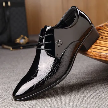Mens Čevlji italijanski Oxford Čevlji za Moške Luksuzni Lakasto Usnje Poročni Čevlji Konicami Prstov Obleko Čevlje Chaussure Homme Plus Velikost
