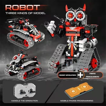 Mesto RC Robot gradniki Daljinski Nadzor Inteligentnih Robot Avto Orožje Opeke Igrače Za Otroke Xmas Darila