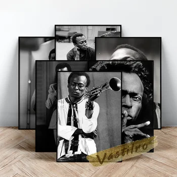 Miles Davis Plakat, Jazz Glasbenik Steni Sliko, Črno Bela Slika Portret Fotografij, Davis Prvi Trobentač Deloval Wall Art, Spalnica Doma Dekor