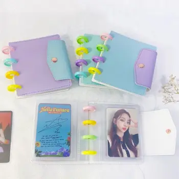 MINKYS Candy Barve Gob Luknjo PU 3-palčni Kpop Photocards Album Zbiranje Knjigo Zvezda Ima Album Majhne Kartice Skladiščenje Album