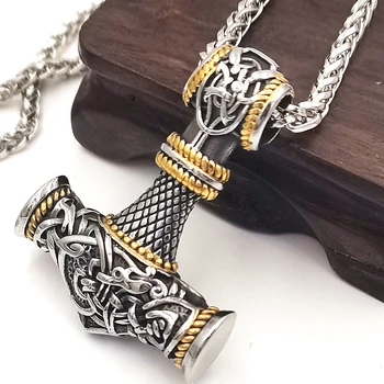 Mjolnir Thor kladivo iz Nerjavečega jekla Viking Amulet Kladivo Skandinavskih ogrlico, Obesek Norse Nakit Z Vrečko Darilo
