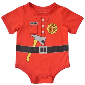 Moda Baby Fantje, Oblačila Baby Bodysuits Dekle Obleka Kratka Požarno Reševanje, Gasilske enote Kostume Vrh Kakovostne otroške poletne jumpsuit